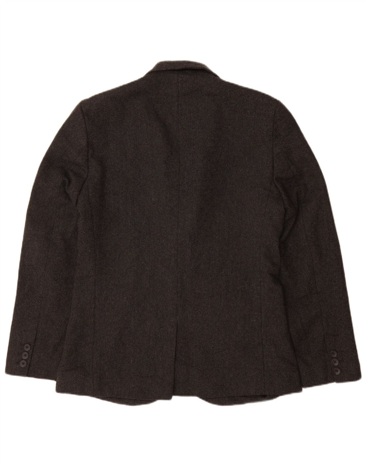 Jaqueta de blazer masculina com 3 botões da conexão francesa poliéster cinza Reino Unido 40 grande