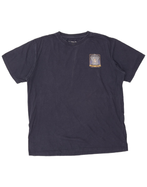 Camiseta gráfica masculina WEIRD FISH Top 2XL algodão azul marinho