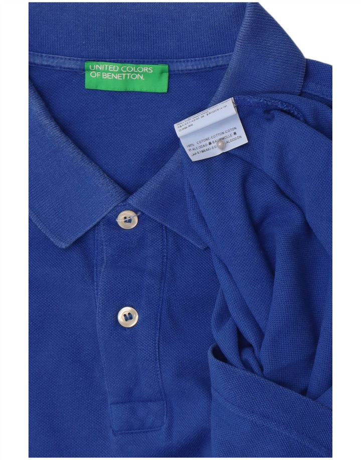 Camisa polo masculina BENETTON grande algodão azul