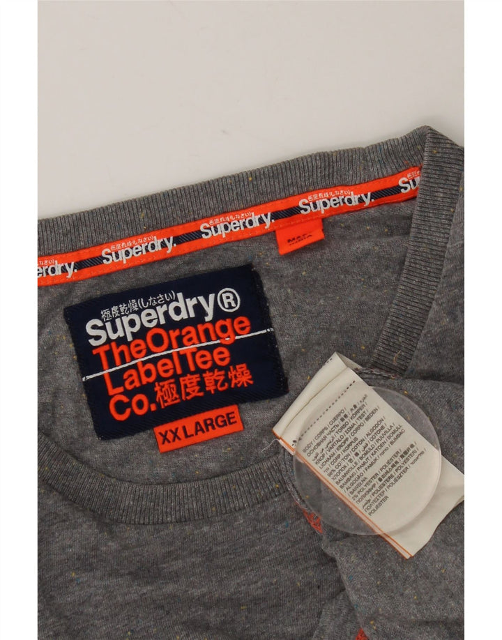 Camiseta masculina Superdry Top 2XL algodão manchado cinza