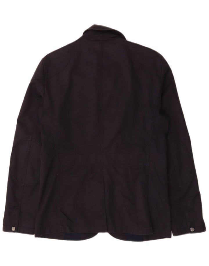 Jaqueta utilitária masculina Zara UK 38 algodão azul marinho médio
