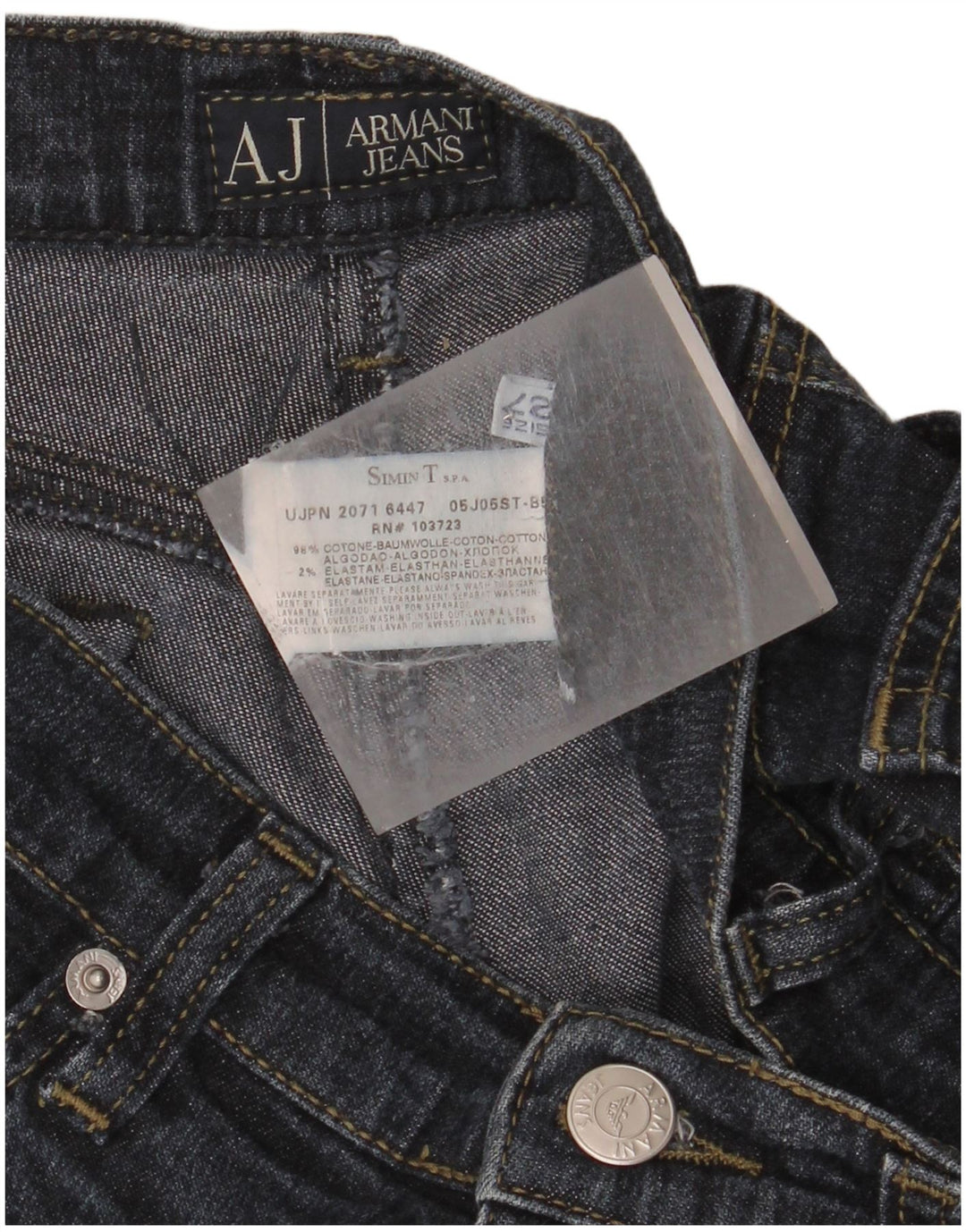 ARMANI Jeans Slim Feminino W27 L33 Azul Marinho Algodão