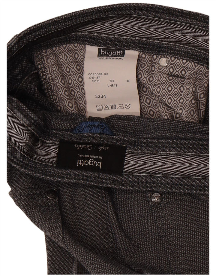 Calça Bugatti masculina reta casual W30 L34 algodão cinza