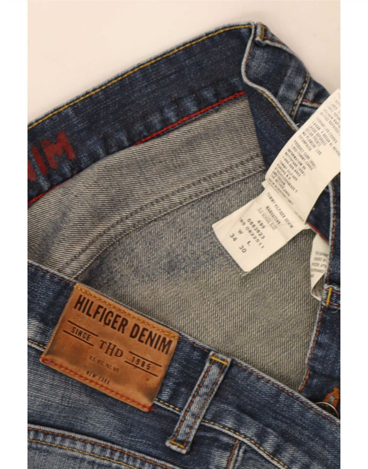 Tommy Hilfiger Masculino Cropped Straight Jeans W34 L26 Azul