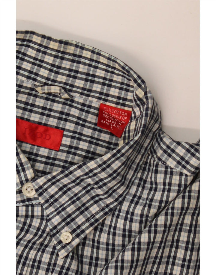 Camisa masculina de manga curta IZOD grande algodão xadrez azul marinho