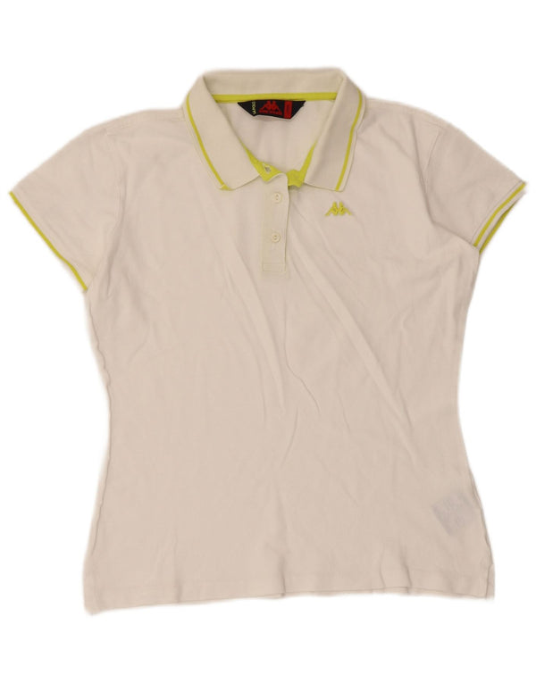 Camisa polo feminina Kappa UK 14 grande algodão branco