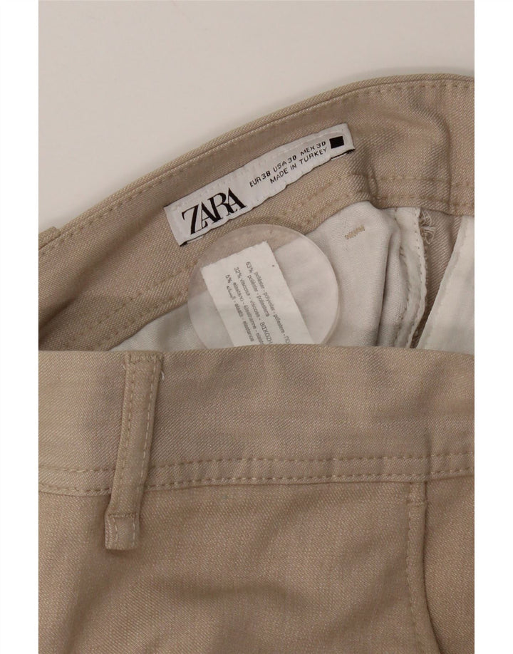 Zara Mens Slim Chino Calças EU 38 Pequeno W30 L28 Poliéster Bege