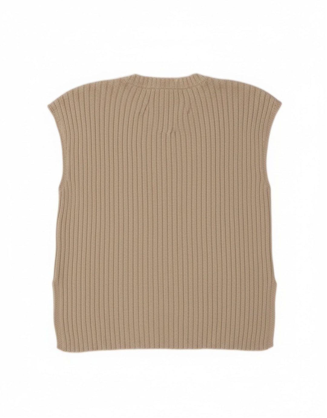 Zara Womens Vest Tank Top UK 16 Grande Poliéster Bege