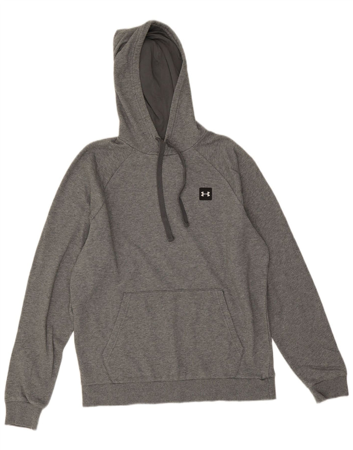 Under Armour Masculino moletom com capuz cinza médio algodão manchado