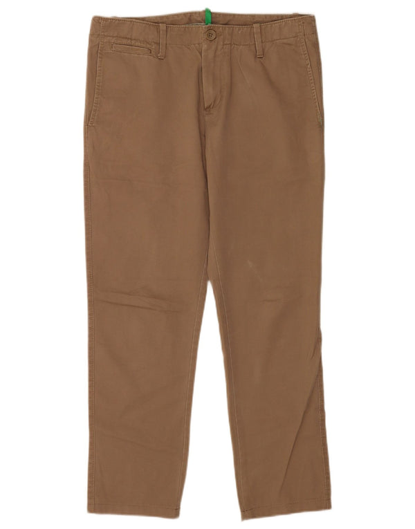 Calça chino reta feminina Benetton IT 44 médio W32 L27 algodão marrom