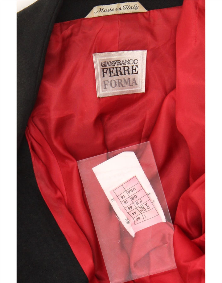 Jaqueta utilitária feminina GIANFRANCO FERRE UK 18 XL lã preta