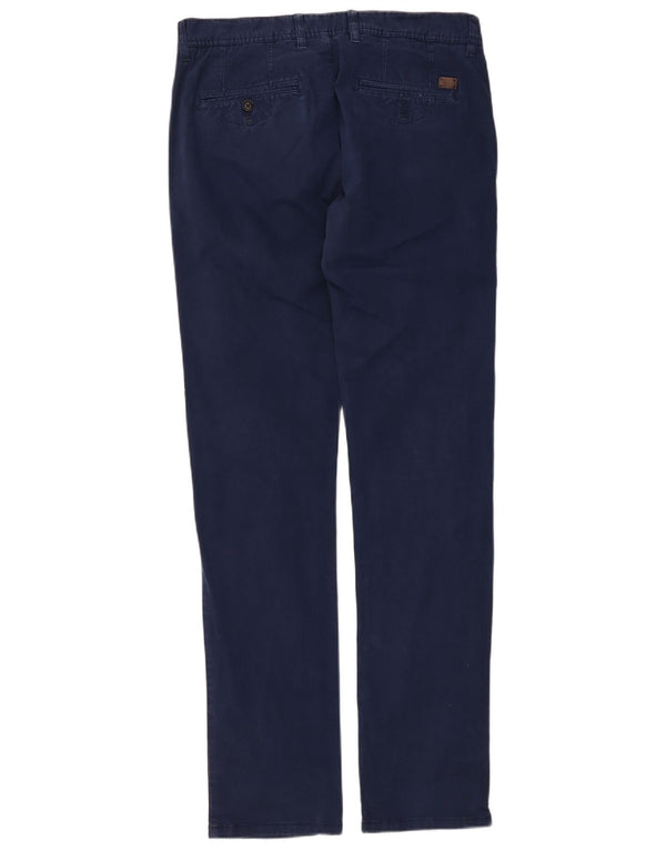 Zara Mens Slim Chino Calças EU 42 Grande W32 L33 Azul Marinho Algodão