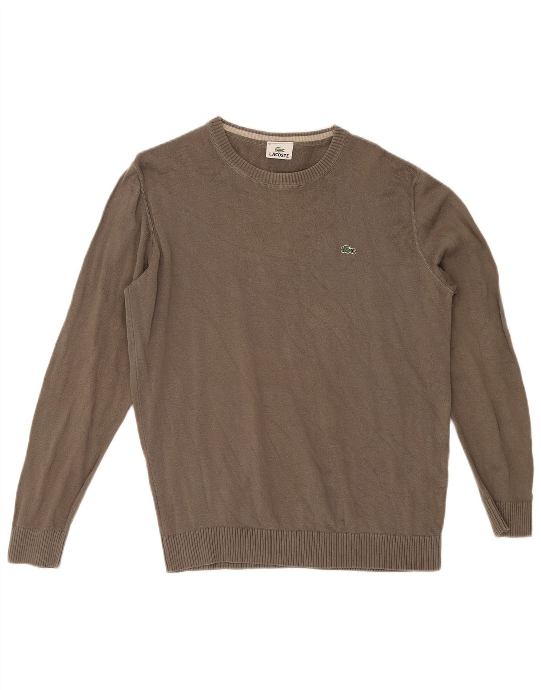 Lacoste Suéter masculino com gola redonda tamanho 5 grande cáqui