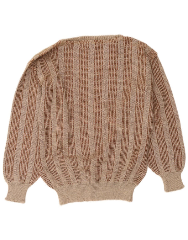 I Maschi Suéter feminino com gola canoa IT 48 XL linho listrado marrom