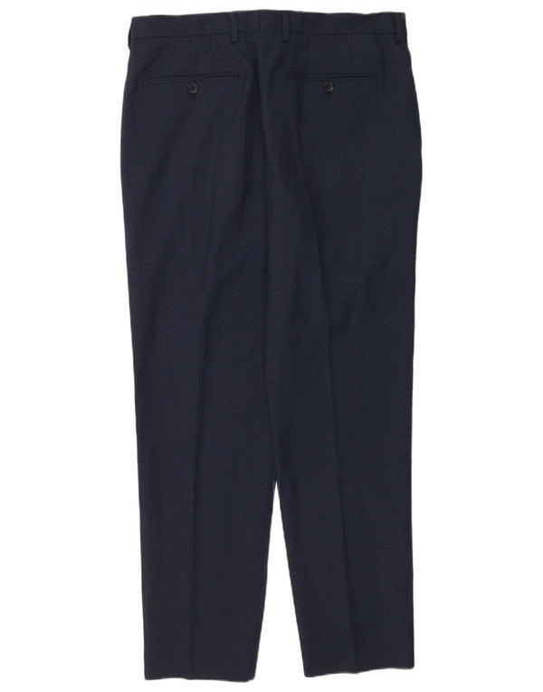 Zara Calça Chino Masculina Reta UE 42 Grande W32 L31 Lã Azul Marinho