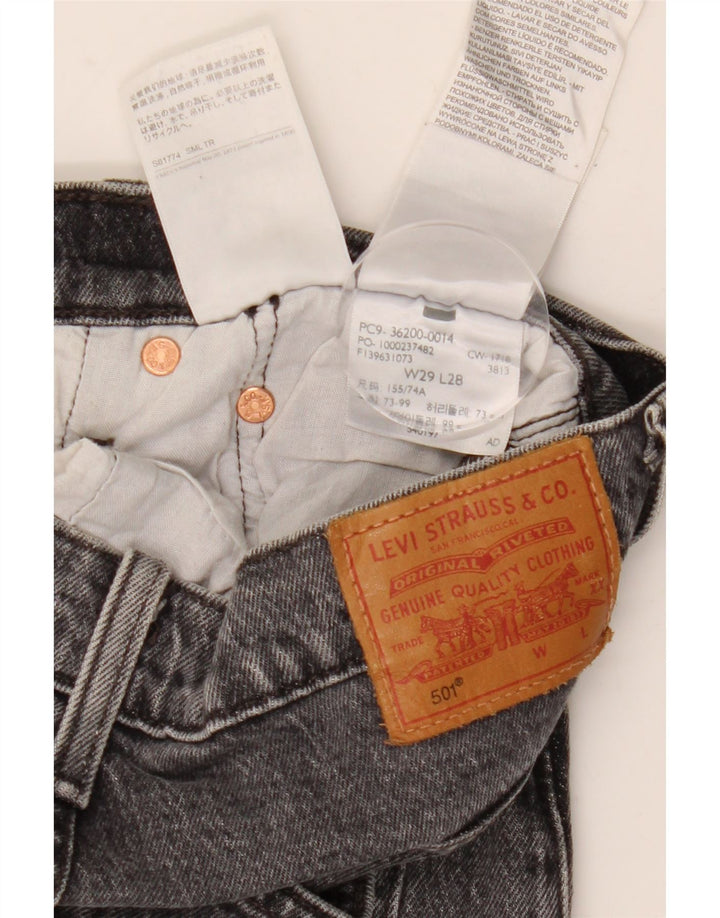 Calça jeans feminina Levi's 501 Straight W29 L28 algodão cinza