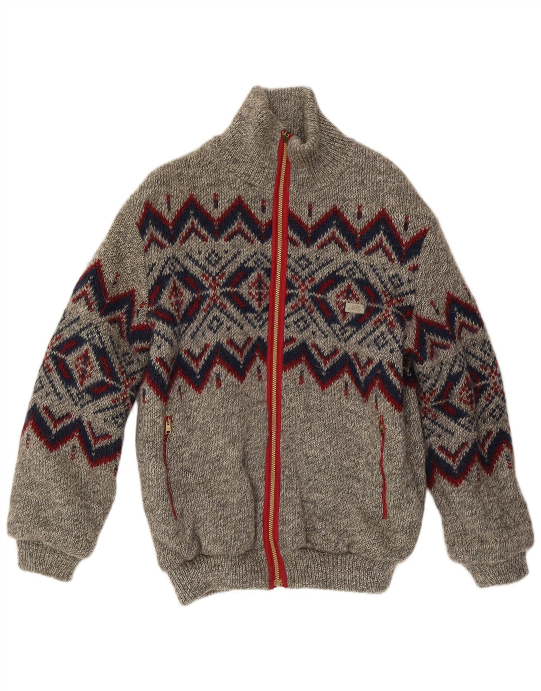 Jaqueta masculina Silvy Knit Reversível UK 40 Grande Cinza Geométrica