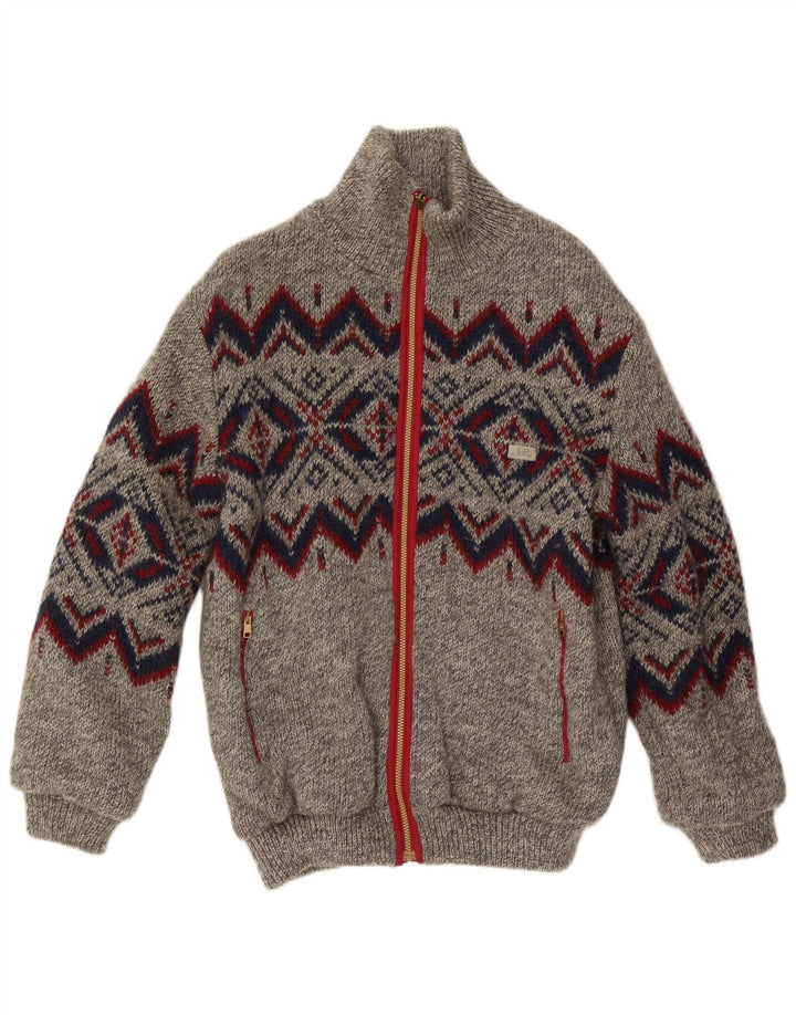 Jaqueta masculina Silvy Knit Reversível UK 40 Grande Cinza Geométrica