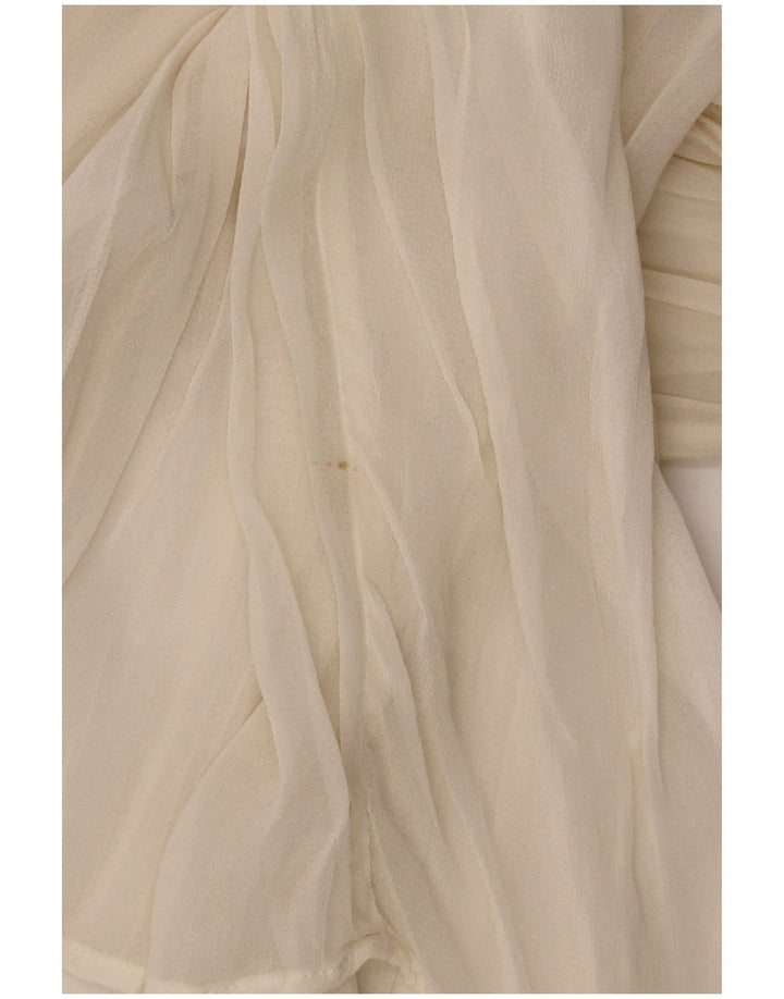 Zara blusa feminina oversized transparente de manga comprida top Reino Unido 10 pequeno bege