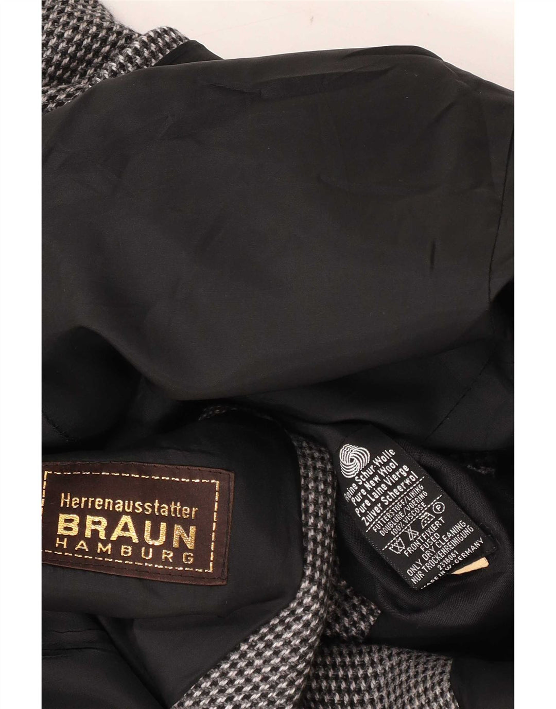 Jaqueta blazer masculina vintage com 2 botões Reino Unido 38 lã virgem xadrez cinza médio
