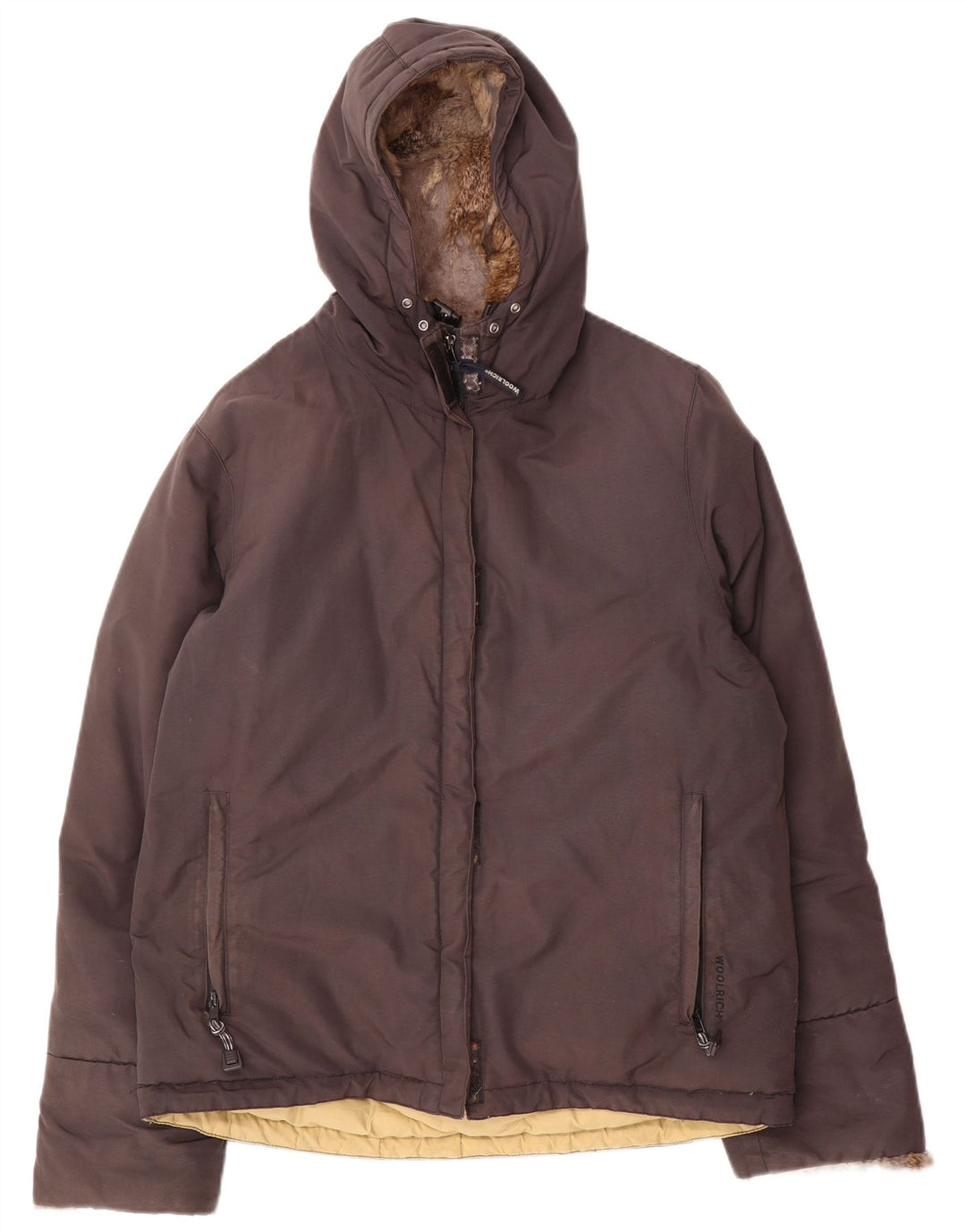 Jaqueta feminina acolchoada com capuz Woolrich Reino Unido 16 grande marrom