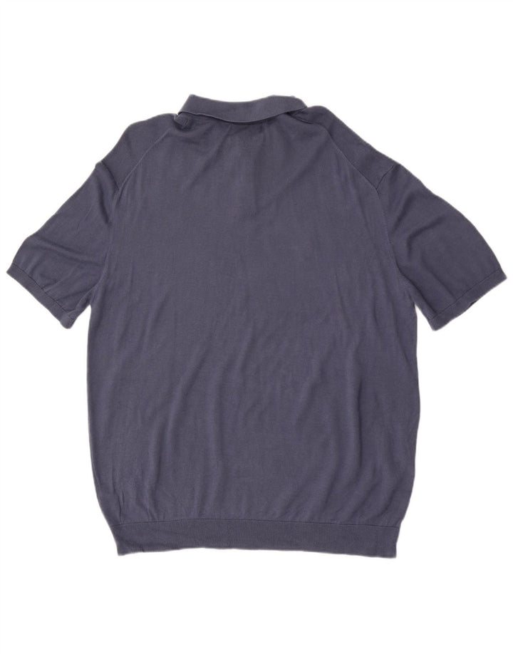 Suéter masculino Marks & Spencer com gola polo 2XL azul Argyle/Diamante