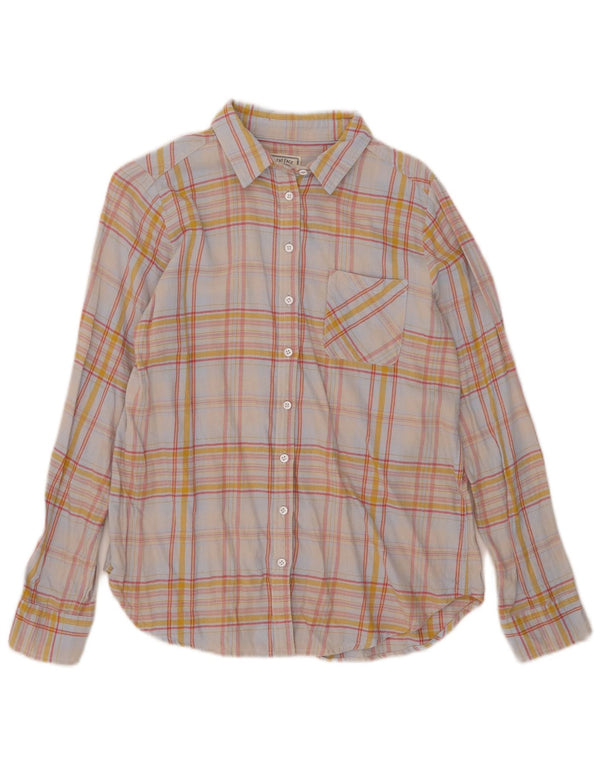 Camisa feminina de flanela Fat Face UK 12 algodão xadrez médio multicolorido