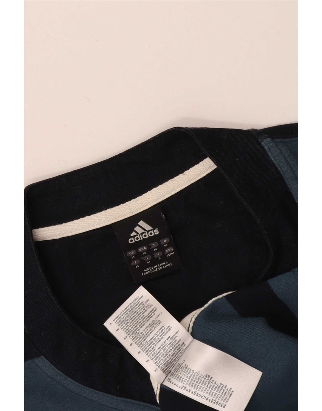 Camiseta masculina Adidas Top médio listrado azul de algodão