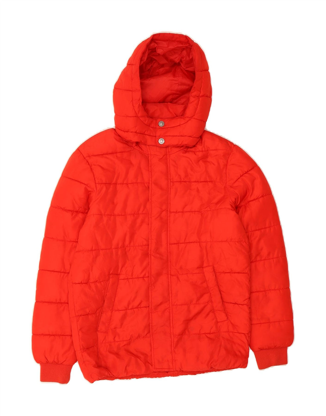 BENETTON Mens Hooded Padded Jacket IT 44 XS Red Polyester Vintage Benetton and Second-Hand Benetton from Messina Hembry 