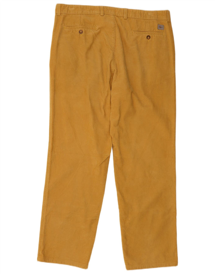 Calça masculina reta de veludo LACOSTE tamanho 48 XL W38 L31 algodão amarelo