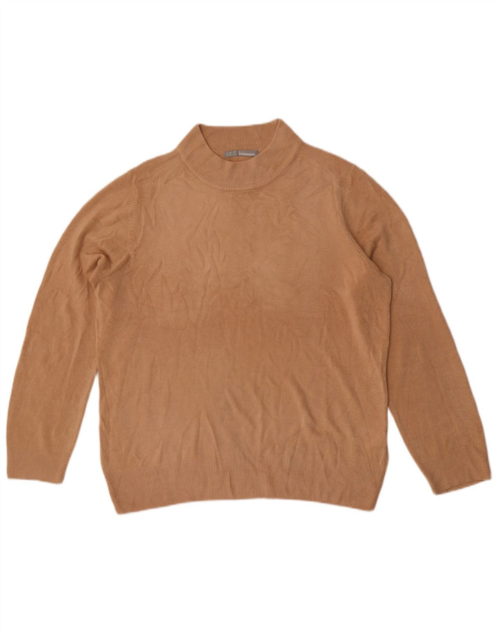 Suéter feminino Marks & Spencer com gola tartaruga Reino Unido 16 grande marrom