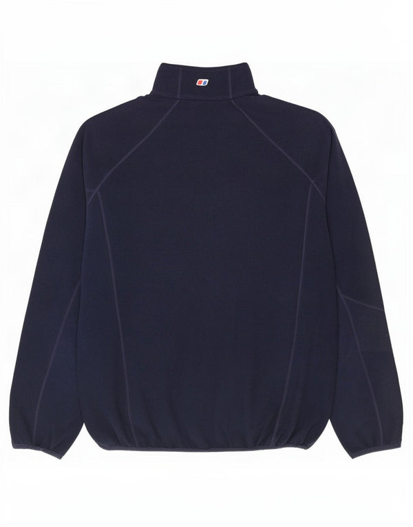 Berghaus Suéter masculino de lã com zíper e gola grande poliéster azul marinho