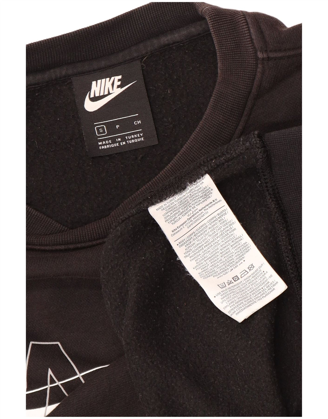 Nike masculino gráfico moletom jumper pequeno algodão preto