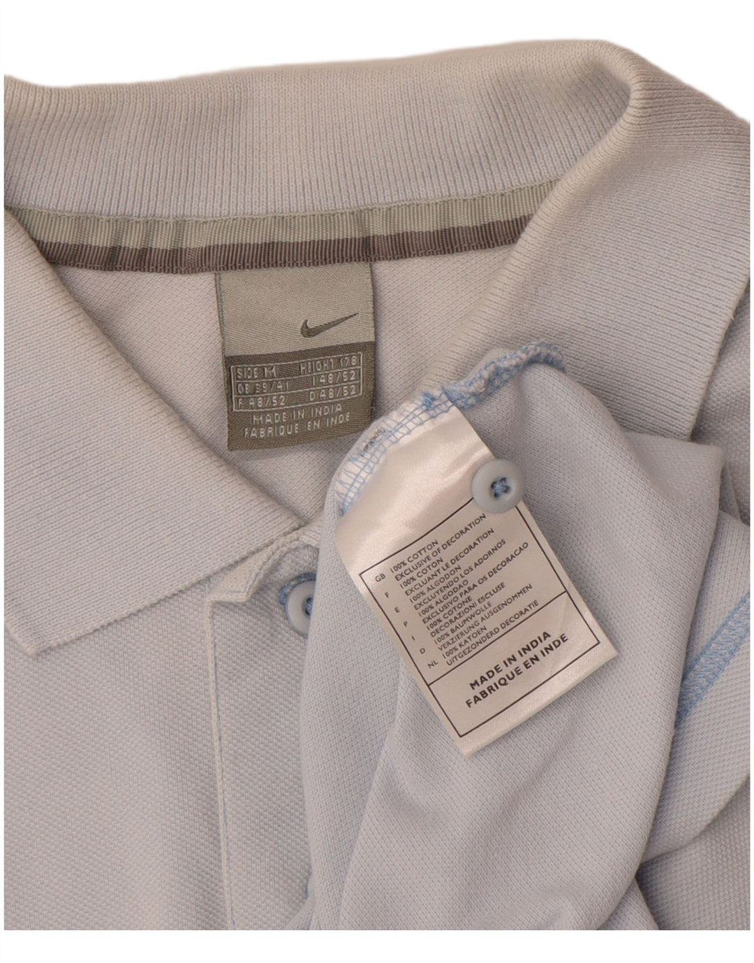 Camisa polo masculina Nike UK 39/41 algodão azul médio