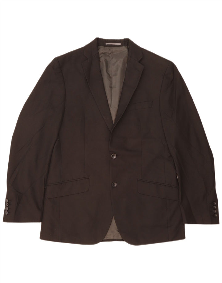 Jaqueta blazer masculina de 2 botões Marks & Spencer Reino Unido 38 poliéster preto médio