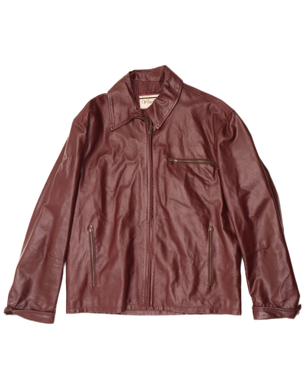 Jaqueta de couro masculina vintage UK 40 grande Borgonha
