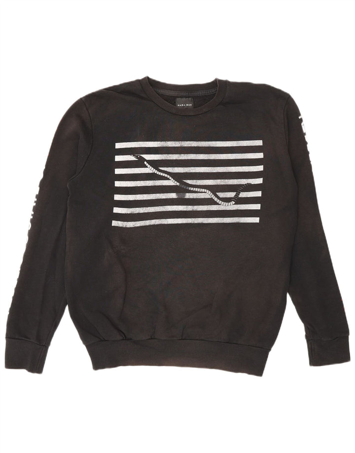Zara moletom gráfico masculino jumper pequeno preto