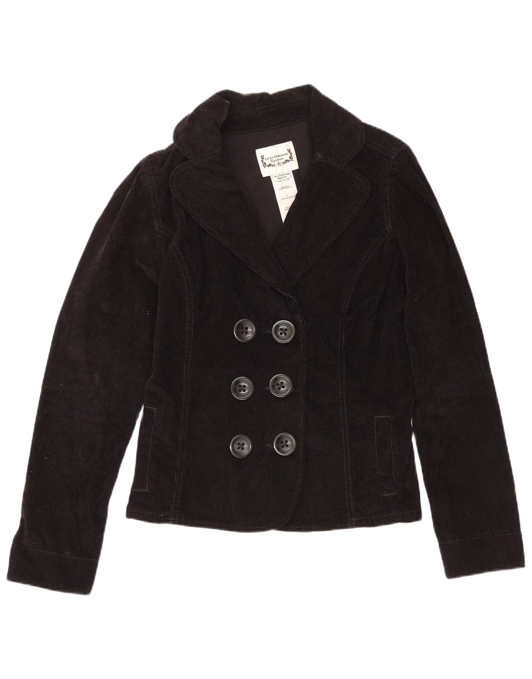 Casaco feminino de veludo cotelê Levi's UK 16 grande algodão preto