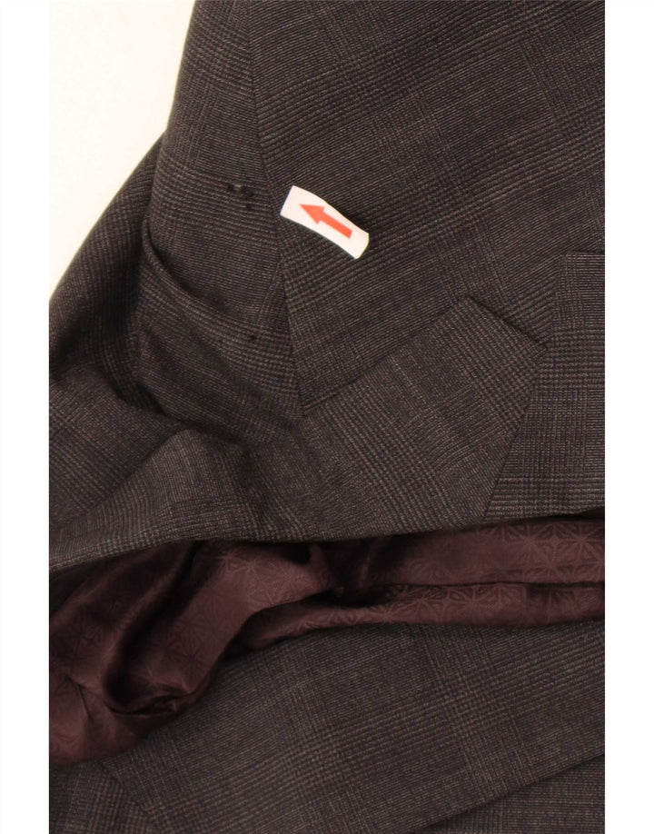 Jaqueta blazer masculina de 2 botões Marks & Spencer UK 46 XL cinza xadrez lã