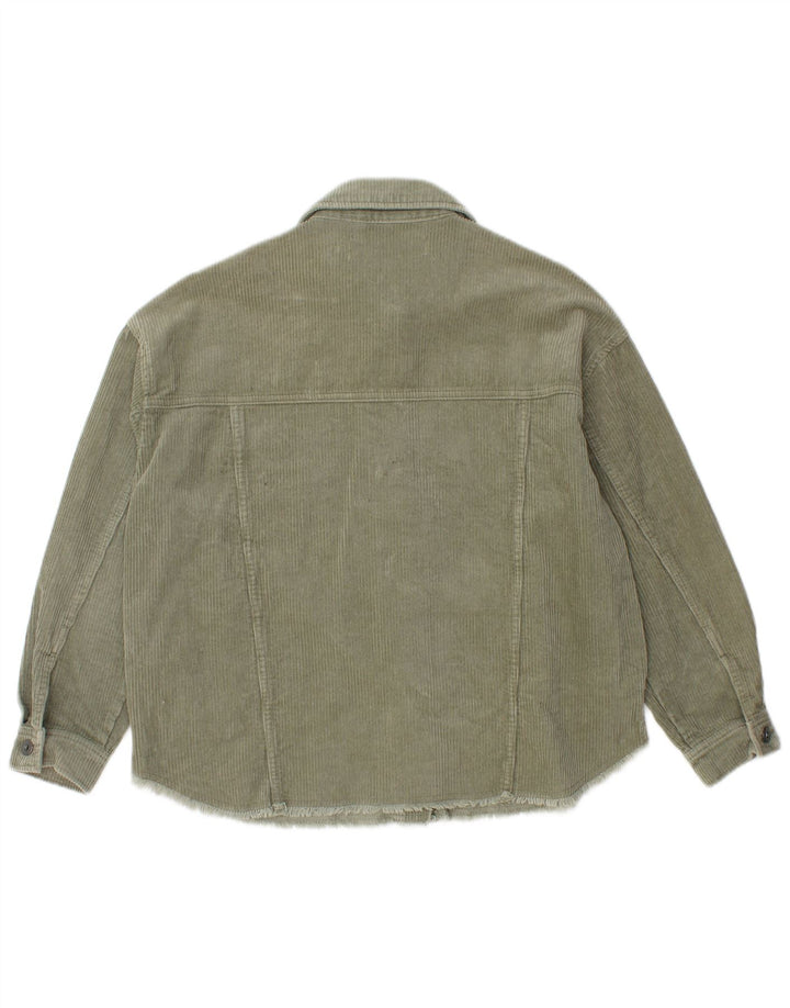 Camisa feminina de veludo cotelê ZARA com ajuste solto Reino Unido 6 XS algodão verde