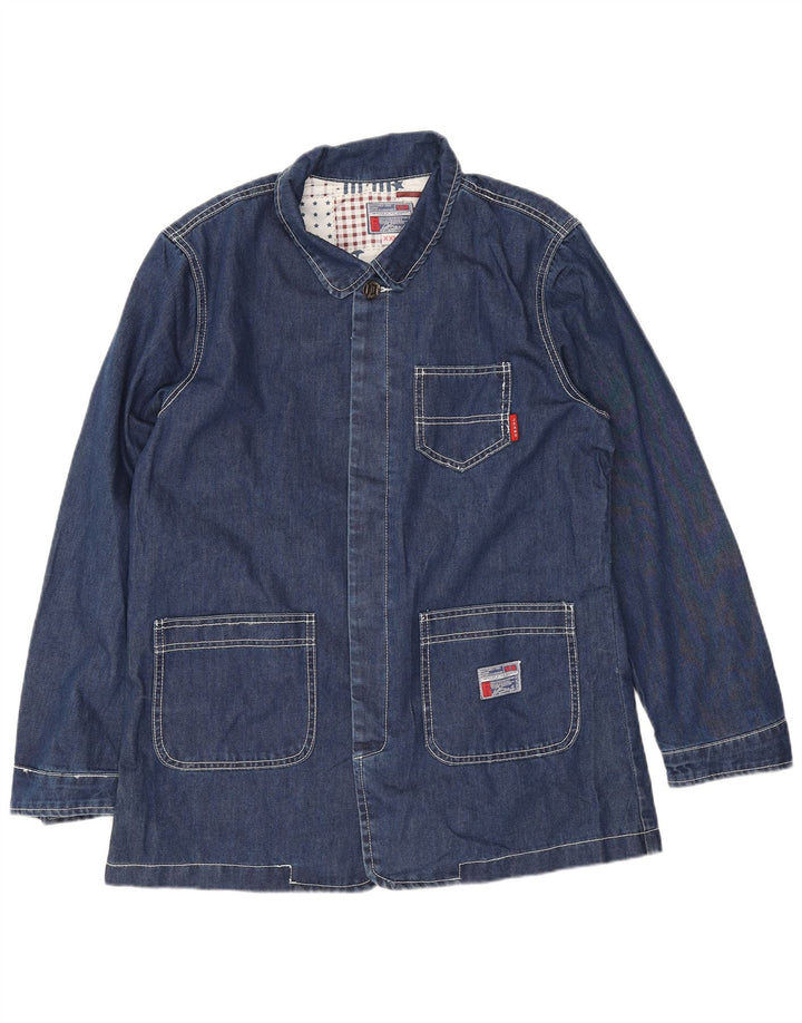 Jaqueta jeans masculina vintage UK 44 2XL azul