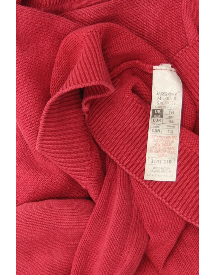 Suéter feminino Marks & Spencer grande com gola canoa Reino Unido 16 grande vermelho