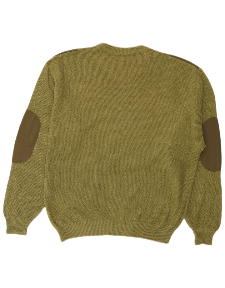 Suéter vintage masculino com gola redonda, algodão colorblock médio cáqui