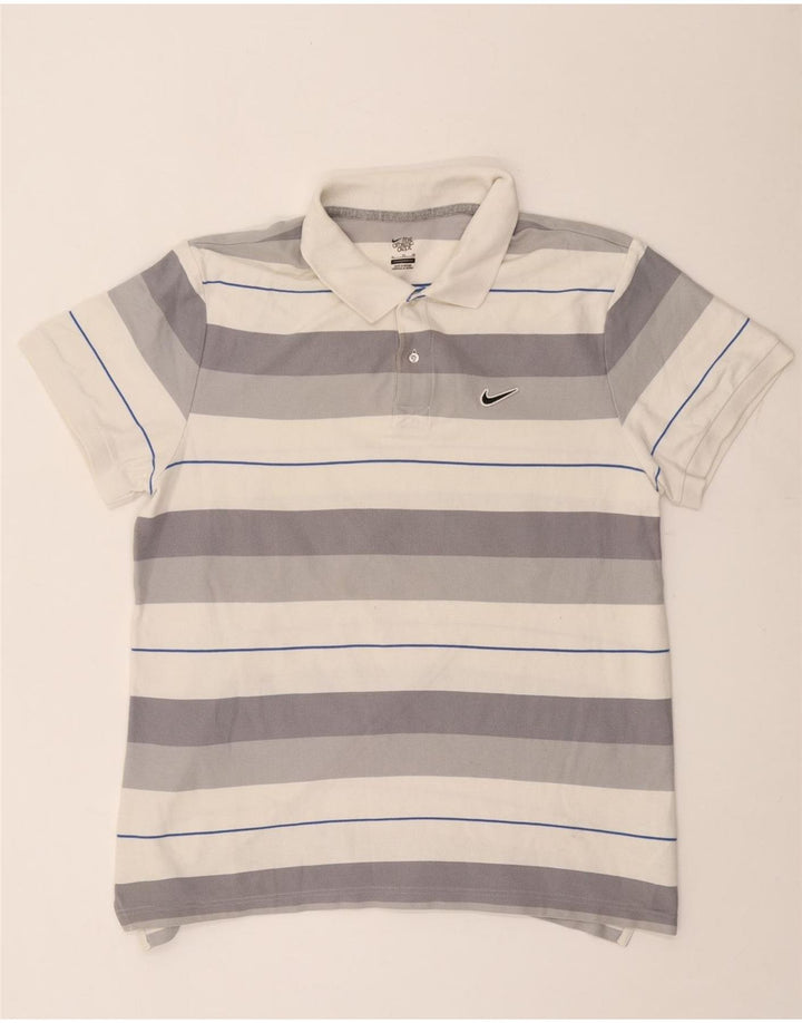 Camisa polo masculina Nike XL cinza listrada de algodão