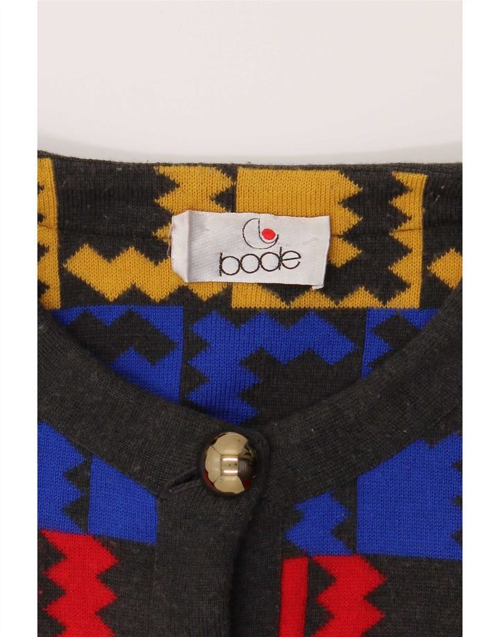 Bode Womens Crop Cardigan Sweater UK 14 Médio Multicolorido Geométrico