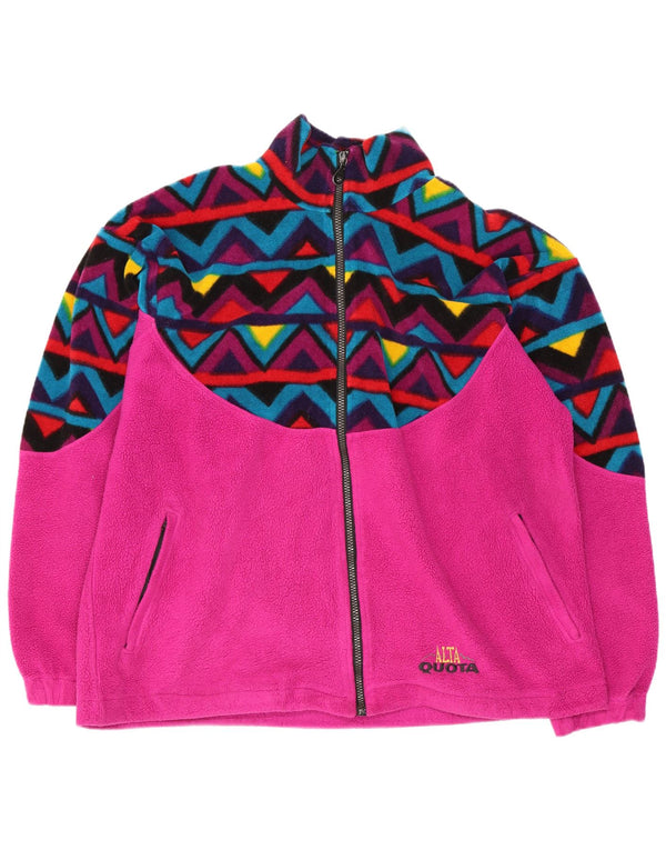Jaqueta de lã feminina vintage UK 20 2XL rosa geométrica retrô