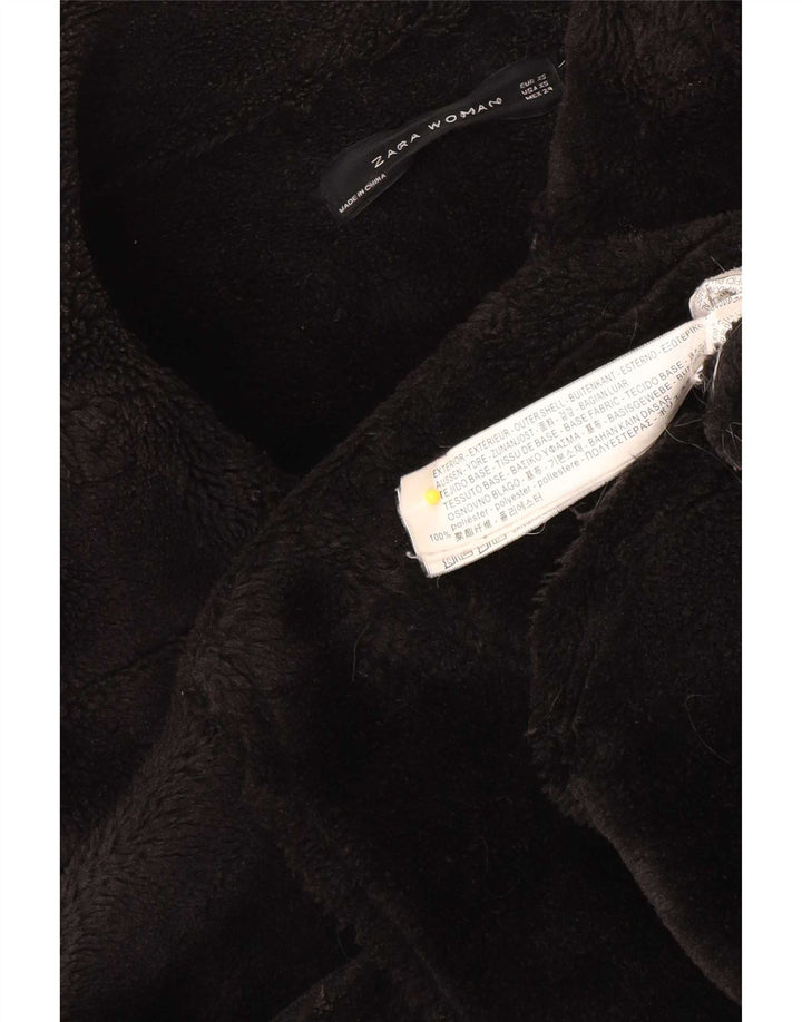 Zara Jaqueta Sherpa Feminina Oversized UK 6 XS Poliéster Preto