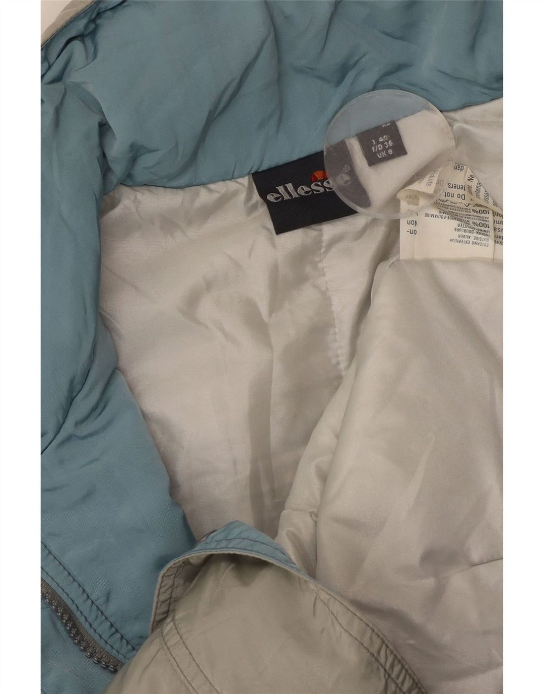 Jaqueta feminina Ellesse com capuz grande e acolchoada UK 8 pequena poliamida cinza