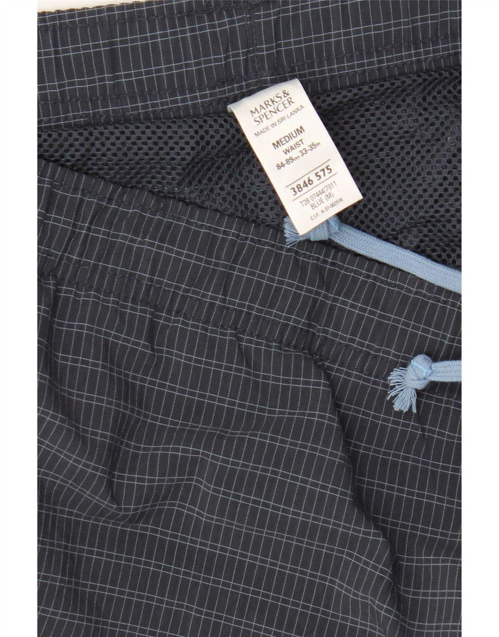 Shorts de natação masculino Marks & Spencer Blue Harbor grande xadrez azul marinho