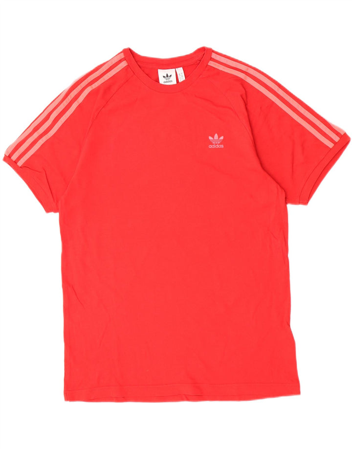 Adidas Mens Camiseta Top Grande Algodão Vermelho